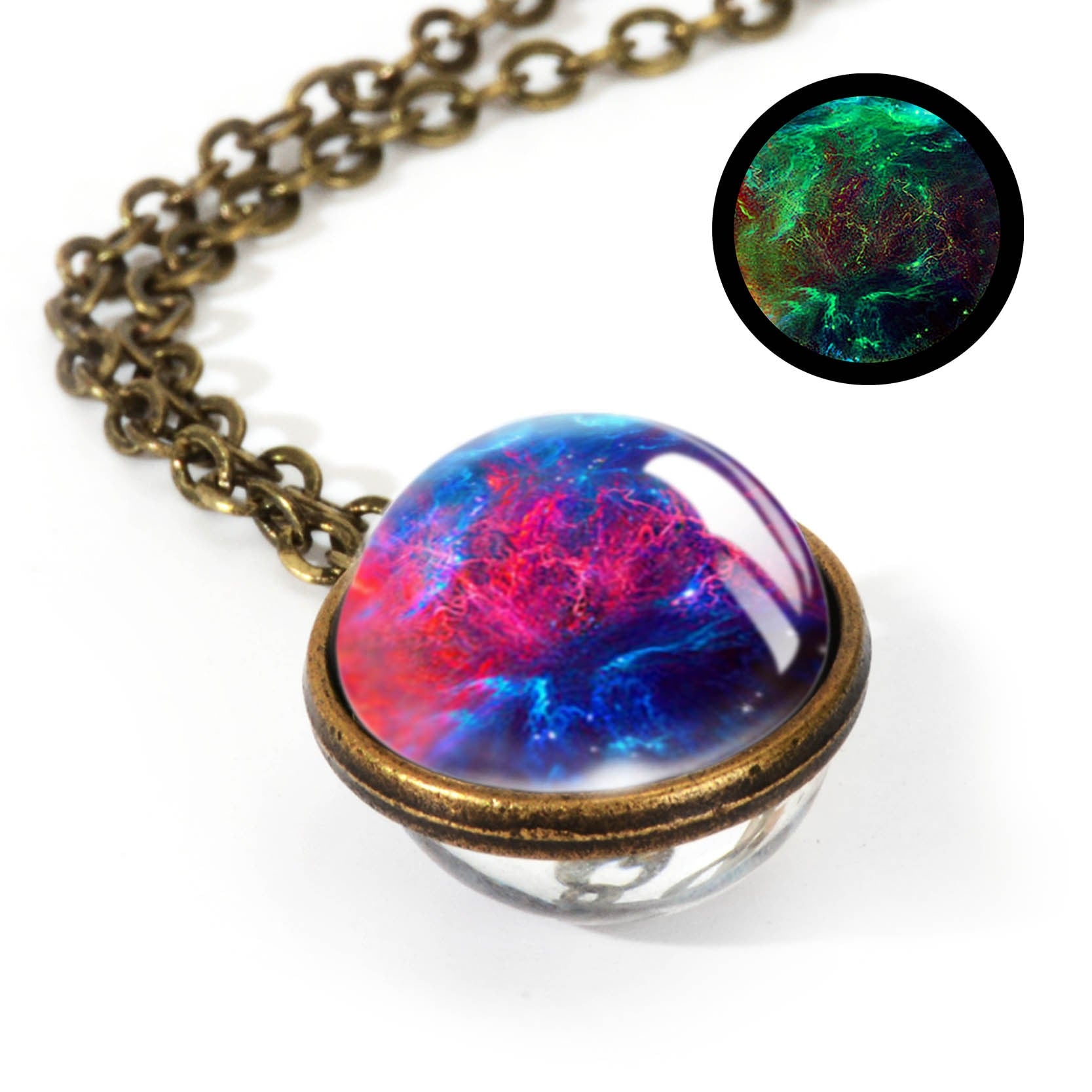 2020 New Nebula Galaxy Double Sided Pendant Necklace Universe Planet Jewelry Glass Art Picture Handmade Statement Necklace