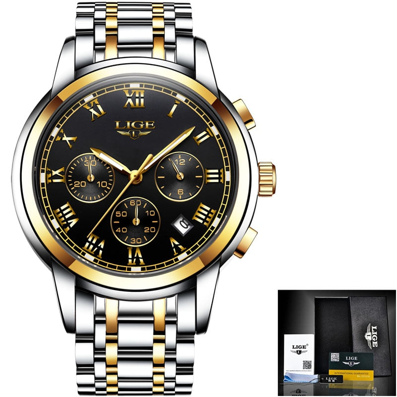 Relojes Hombre 2022 LIGE ساعات جديدة للرجال ماركة فاخرة كرونوغراف ساعات رياضية للرجال مقاوم للماء الفولاذ المقاوم للصدأ ساعة كوارتز رجالية