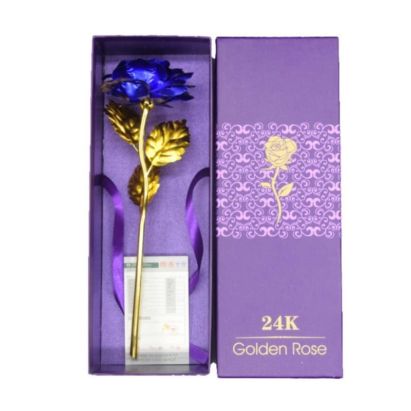 24k Gold Plated Rose With Love Holder Box Gift Valentine&#39;s Day Mother&#39;s Day Gifts Flower Gold Dipped Rose US Drop ship