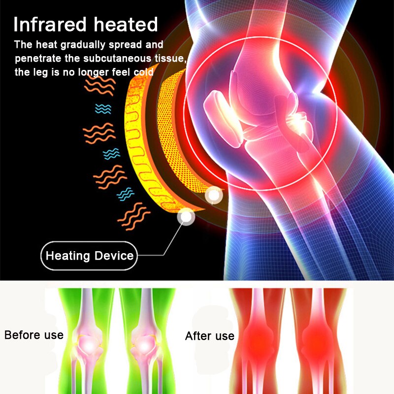 Knee Brace Support Wrap Massager Infrared Heating Hot Therapy Arthritis Cramps Pain Relief Injury Recovery Knee Rehabilitation