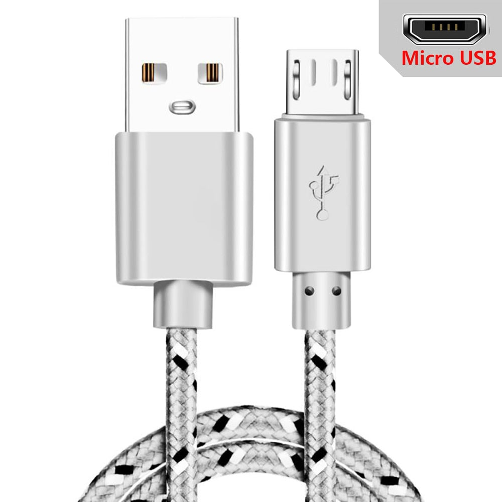 USB Type C Cable for Samsung S20 S21 Xiaomi Nylon Braided Mobile Phone Fast Charging USB C Cable Type-C Charger Micro USB Cables