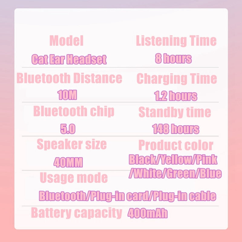Pink Girl Wireless Headphones RGB Cute Cat Ears Headset With Microphone Noise Cancelling Kid Stereo Music casco Children&#39;s Gifts