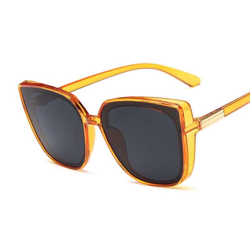 العلامة التجارية مصمم عين القط النظارات الشمسية امرأة خمر مرآة سوداء نظارات شمسية للأزياء إطار كبير كول مثير الإناث Oculos