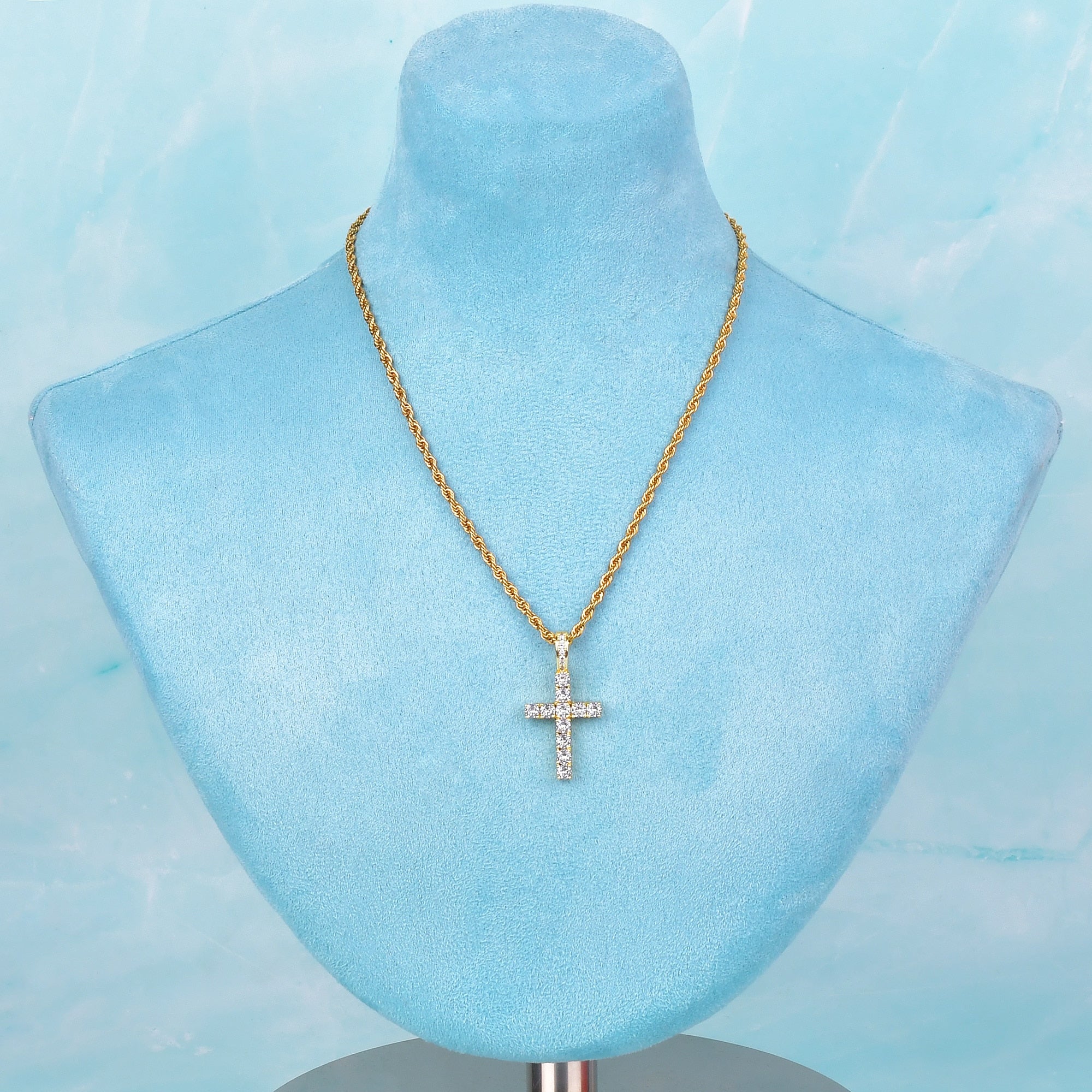 Gold Color Zircon Cross Pendant For Men Women Plated Hip Hop Rock Street Iced CZ Necklace  Jewelry