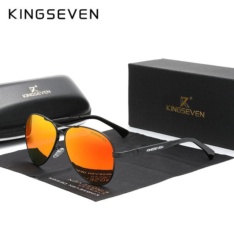 KINGSEVEN 2021 New Trend Quality Titanium Alloy Men&#39;s Sunglasses Polarized Sun glasses Women Pilot Mirror Eyewear Oculos de sol