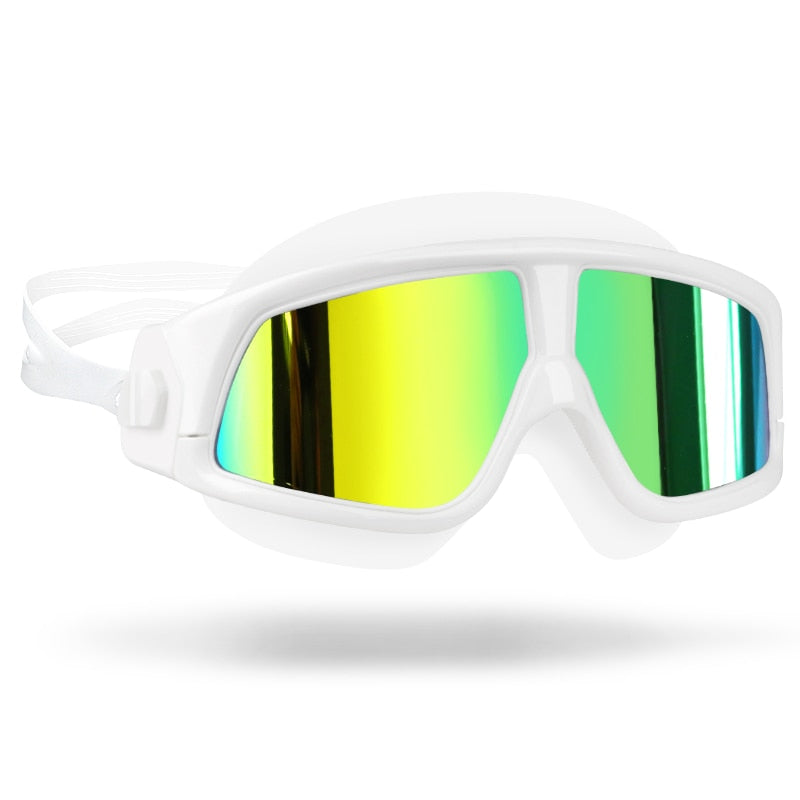 نظارات السباحة COPOZZ مريحة من السيليكون بإطار كبير نظارات سباحة مضادة للضباب والأشعة فوق البنفسجية للرجال والنساء، قناع سباحة مقاوم للماء