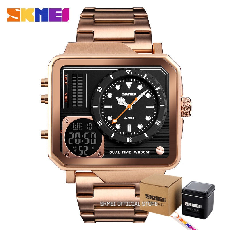 SKMEI Men Digital Electronic Watch Stainless Steel Strap Watches Day Date Display Personality Alarm Watchs Relogio Masculino