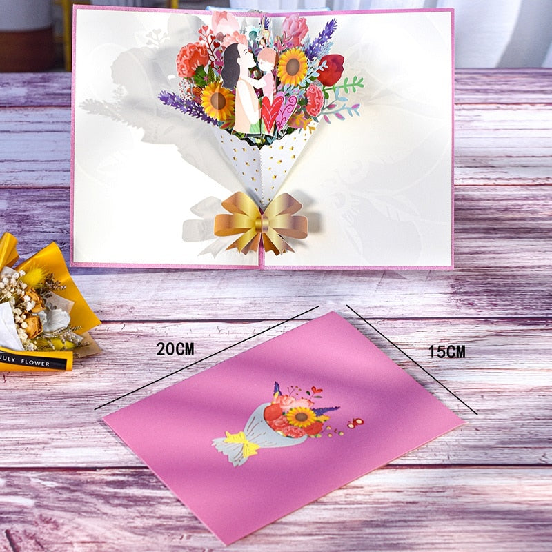 Pop-Up Flower Card Flora 3D Greeting Card for Birthday Mothers Father&#39;s Day Graduation Wedding Anniversary Get Well Sympathy