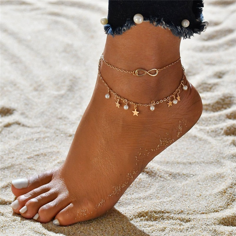 LETAPI 3 قطعة/المجموعة الذهب اللون سلسلة بسيطة الخلخال للنساء الشاطئ مجوهرات للقدم الساق سلسلة الكاحل أساور النساء الملحقات