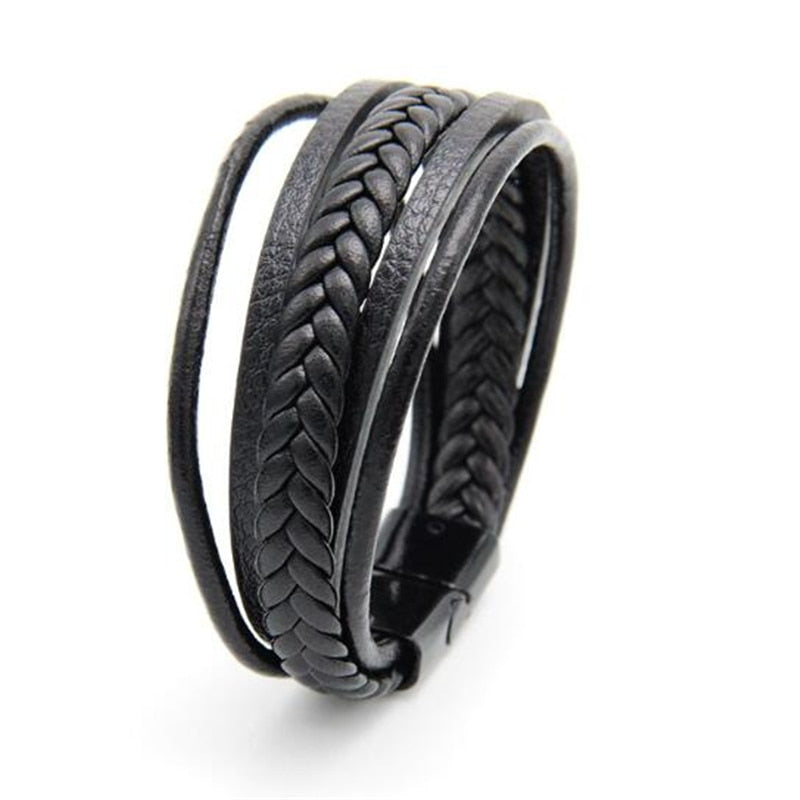 ZOSHI Trendy Genuine Leather Bracelets Mens Multilayer Braided Rope Bracelets Male Female Bracelets Retro Jewelry