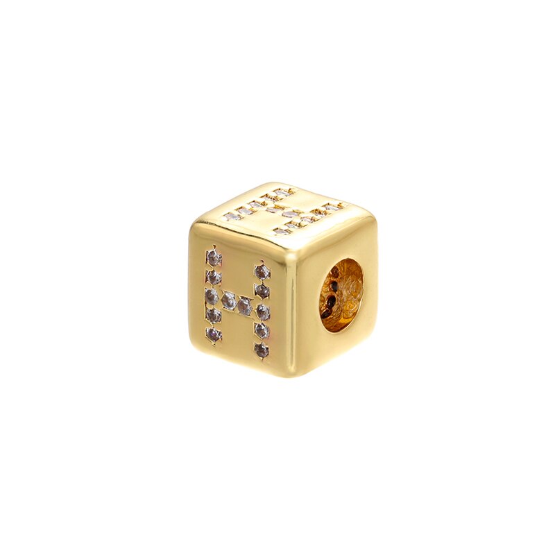 ZHUKOU 2020 gold color 8x8mm square A-Z letter beads for DIY handmade bracelet earring jewelry accessories making model:VZ246B