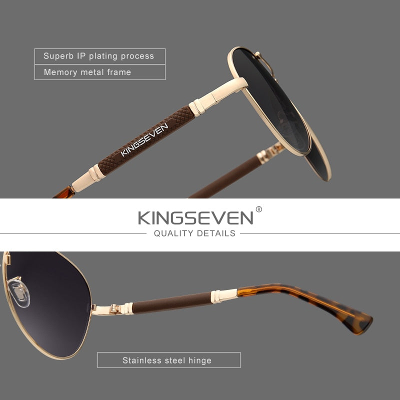 KINGSEVEN 2021 New Trend Quality Titanium Alloy Men&#39;s Sunglasses Polarized Sun glasses Women Pilot Mirror Eyewear Oculos de sol