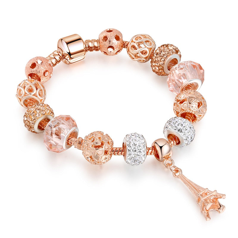 YADA Gifts Rose gold Eiffel Tower Bracelets&amp;Bangles Handmade For Women 2020 Bracelets Charm Friendship Crystal Bracelet BT200192