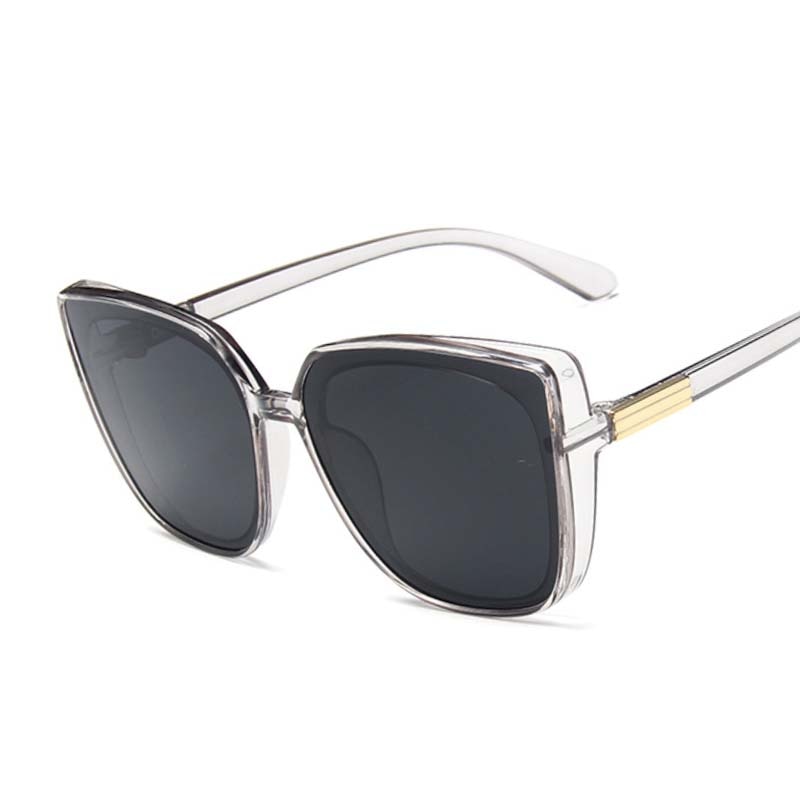 Brand Designer Cat Eye Sunglasses Woman Vintage Black Mirror Sun Glasses For Fashion Big Frame Cool Sexy Female Oculos