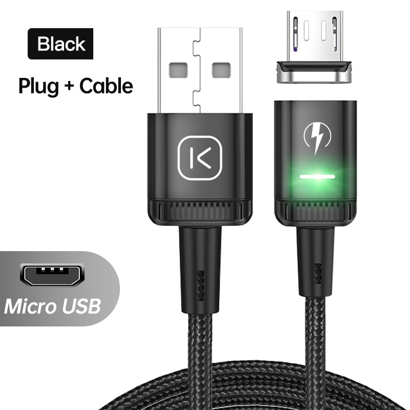 KUULAA LED Magnetic USB Cable 3A Fast Charging Type C Cable Magnet Charger Micro USB Cable for iPhone xiaomi poco samsung cord