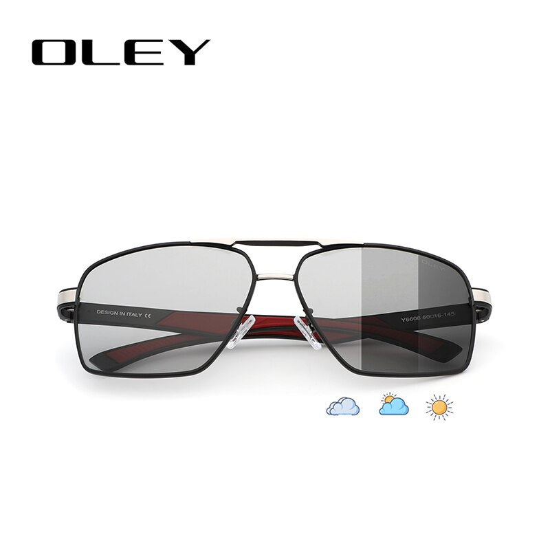 OLEY Brand Design Classic Pilot Polarized Sunglasses Men&#39;s Aluminum Color-Change Lens Goggles Oculos de sol Accept custom logo