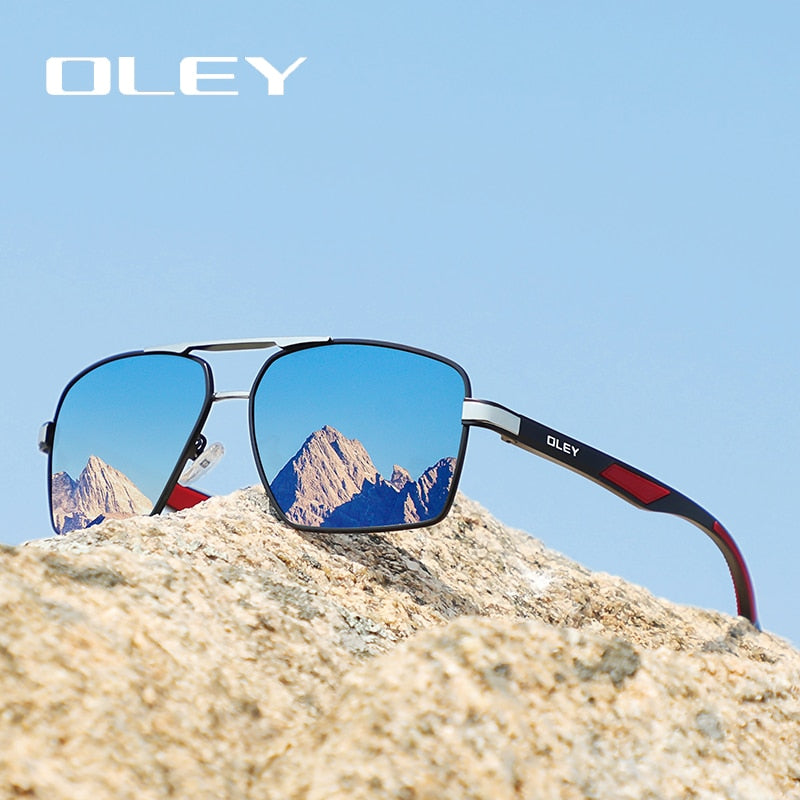 OLEY Brand Design Classic Pilot Polarized Sunglasses Men&#39;s Aluminum Color-Change Lens Goggles Oculos de sol Accept custom logo