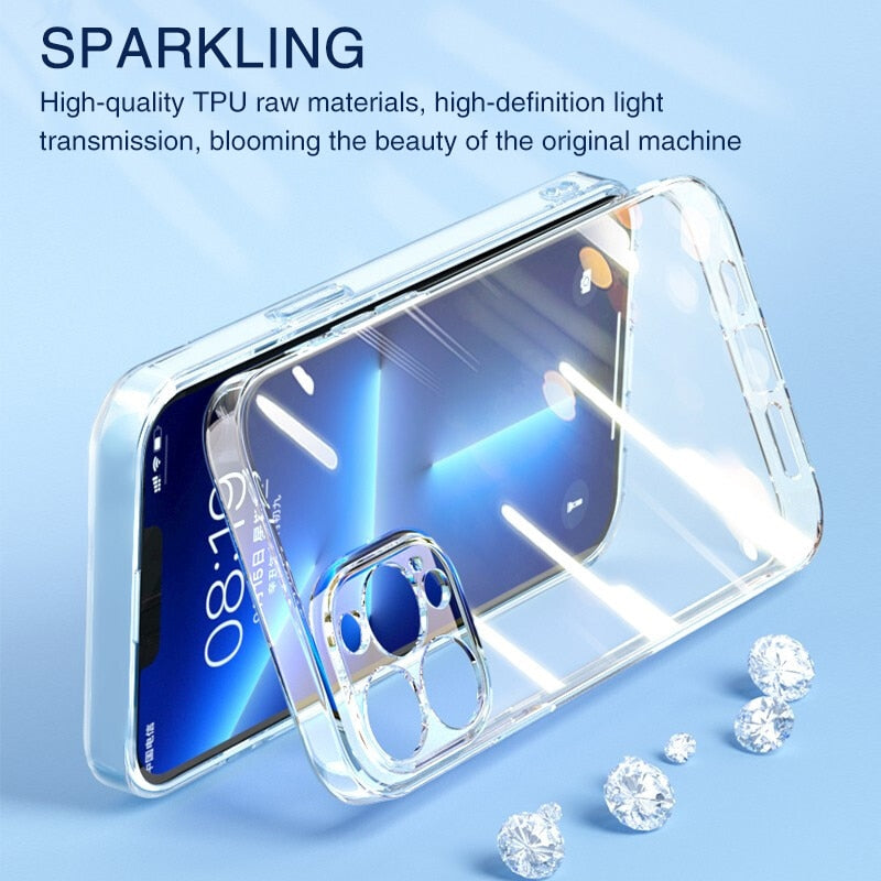 Lens Protection Clear Phone Case For iPhone 13 12 11 14 Pro Max Mini Silicone Soft Case On iPhone 14 Plus XR X XS Max Back Cover