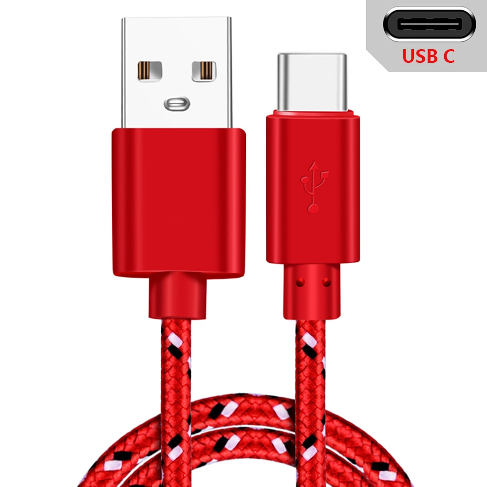 كابل USB من النوع C لهواتف سامسونج S20 S21 وشاومي نايلون مضفر للهاتف المحمول شحن سريع كابل USB C شاحن من النوع C كابلات USB صغيرة