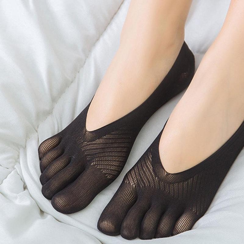 1pair Breathable Five Toe Socks Orthopedic Compression Socks Women&#39;s Toe Socks Ultra Low Cut Liner with Gel Tab