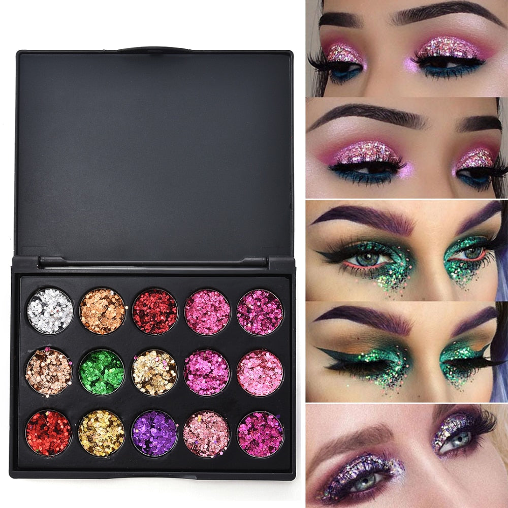 CmaaDu 15 Color Studio Shimmer Glitter Eyeshadow Powder Palette Matte Eyeshadow Cosmetic Makeup Pigment Eyeshadow Palette