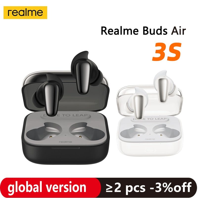 Global Version Realme Buds Air 3S Low Latency TWS Earphone 30 Hours Battery Life AI ENC Call Noise Cancellation IPX5 Waterproof