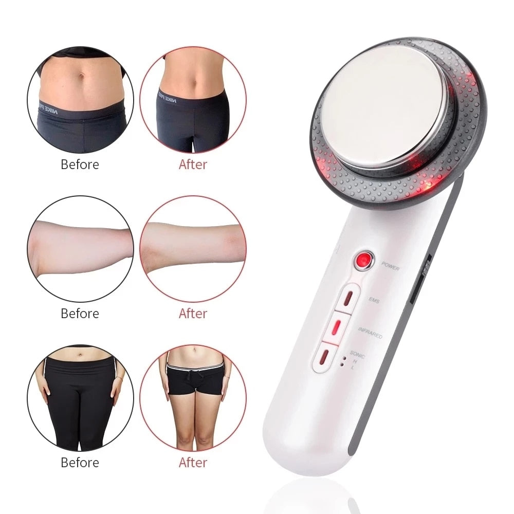 3-IN-1 Ultrasonic Cavitation Machine EMS Fat Burner Infrared Therapy Body Slimming Massager Cellulite Weight Loss Skin Tighten