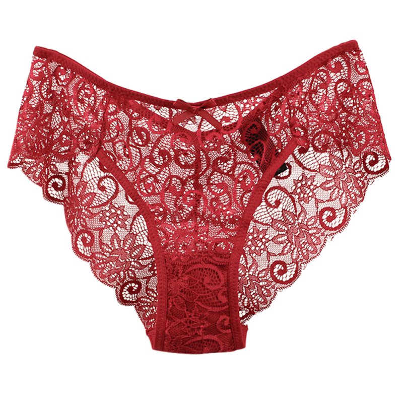 Women&#39;s Sexy Lingerie Full Lace Panties Big Size S-XL High-Crotch Transparent Floral Bow Briefs Underwear Culotte Femme