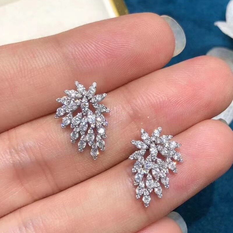 New Novel Clear Cubic Zirconia Stud Earrings for Women Fashion Luxury Wedding Accessories Fancy Girls Earrings Party Jewelry