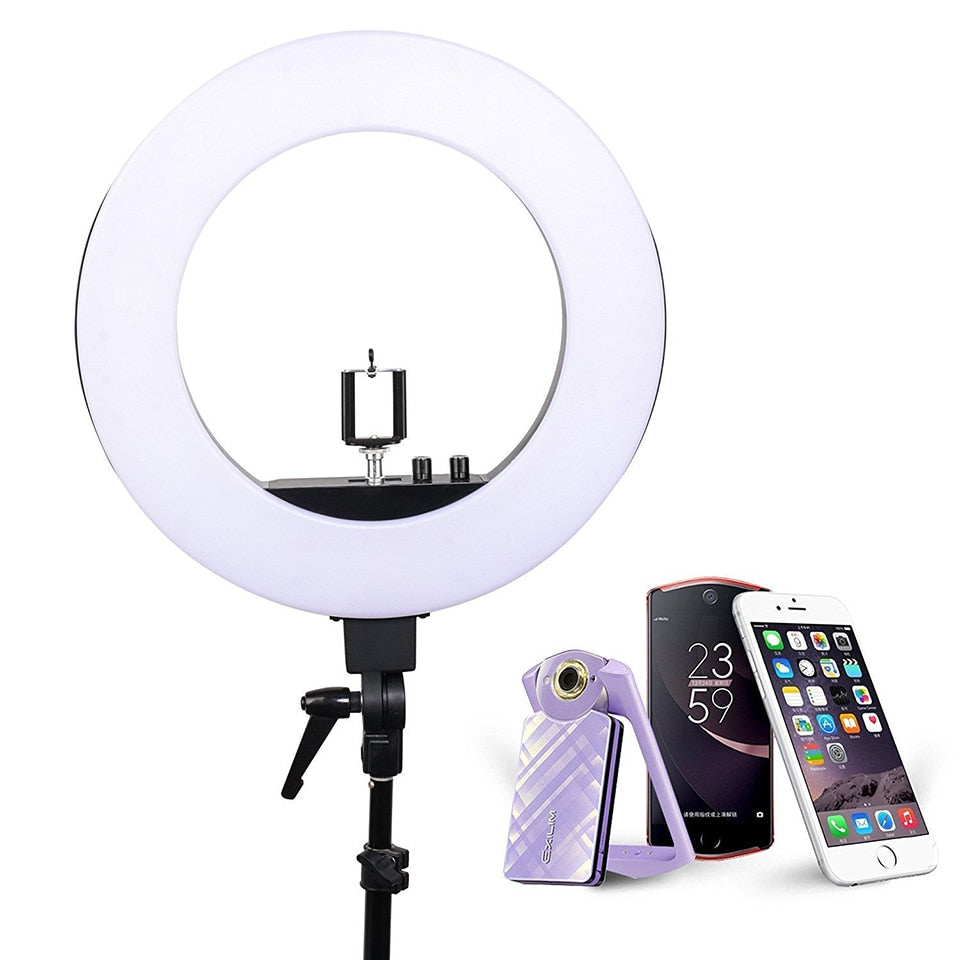 Zomei 18 inch LED Ring Light Dimmable Photographic Lighting Studio Video light 3200-5600K for phone Makeup Live Youtube portrait