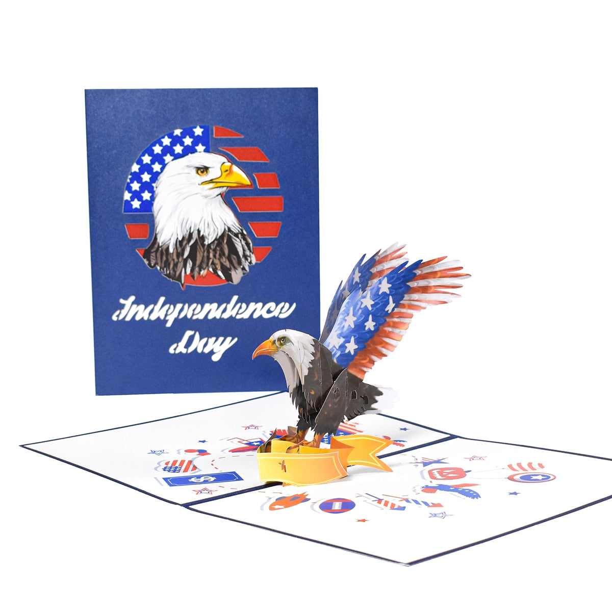 3D USA Eagle Pop Up Card for For Memorial Day, Independence Day, Veterans Day Greeting Cards