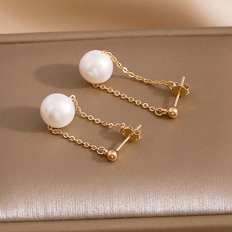 Trend Exquisite Simulated Pearl Long Drop Earrings For Women Party Wedding Female Jewelry Gift Beauty Korean Sexy jewelry Access