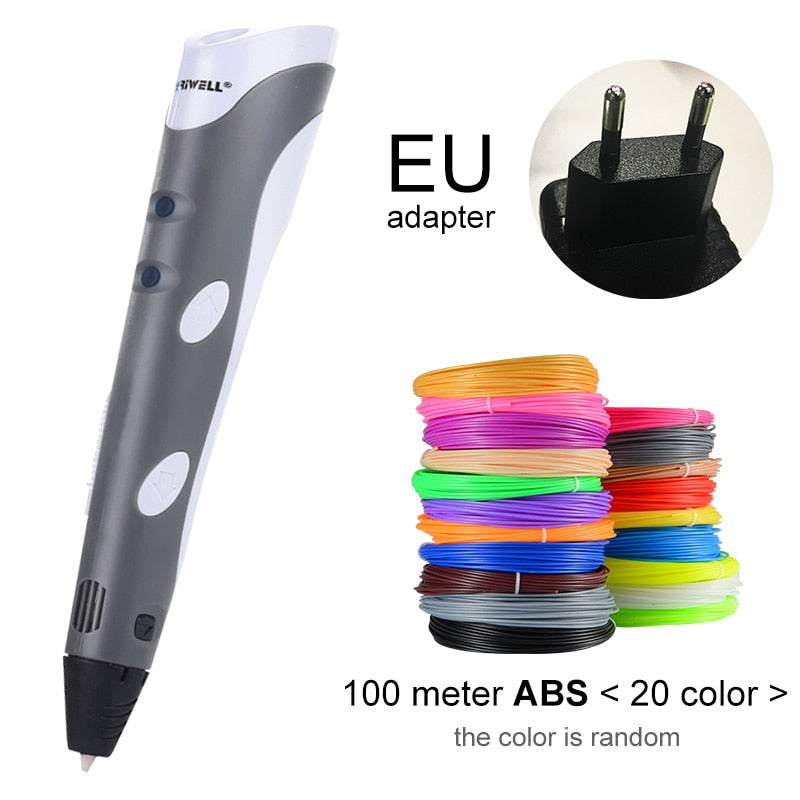 3D Pen Model 3D Printer Drawing Magic Printing Pens With 100M Plastic ABS Filament School Supplies For Kid Birthday Gifts