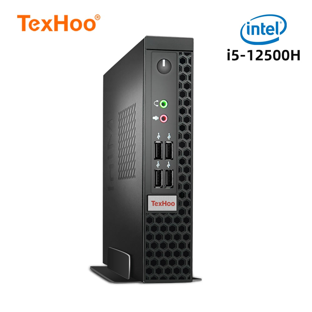 TexHoo Mini PC Gaming Computer Intel Core i7 11370H i5 12500H Processor ITX Windows 11 Pro 10 System Unit DDR4 NVMe Brand New