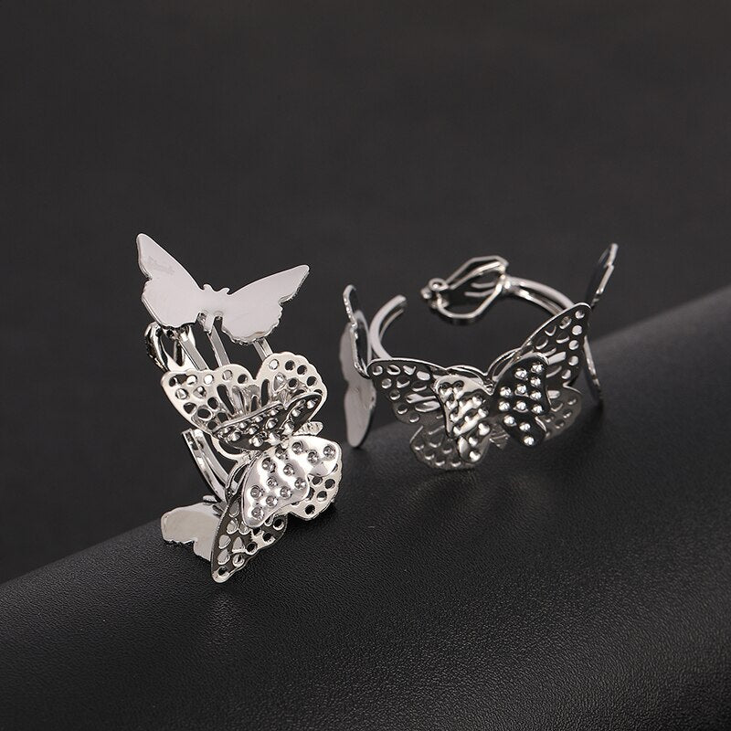 Butterfly Big Hoop Clip on Earring Circle Non Pierced Earrings for Women Girls Romantic Earring Jewelry Valentine&#39;s Day Gift