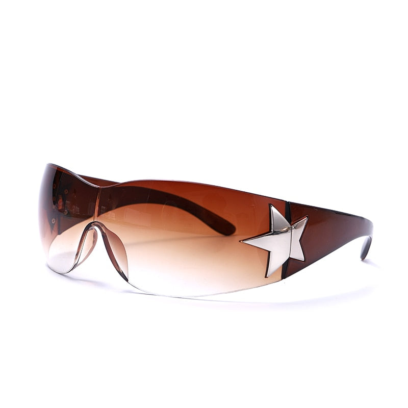فاسق قطعة واحدة النظارات الشمسية حملق جديد Y2k الفاخرة العلامة التجارية نظارات شمسية 2000 ظلال نظارات UV400 الإناث مصمم نظارات خمس نجوم