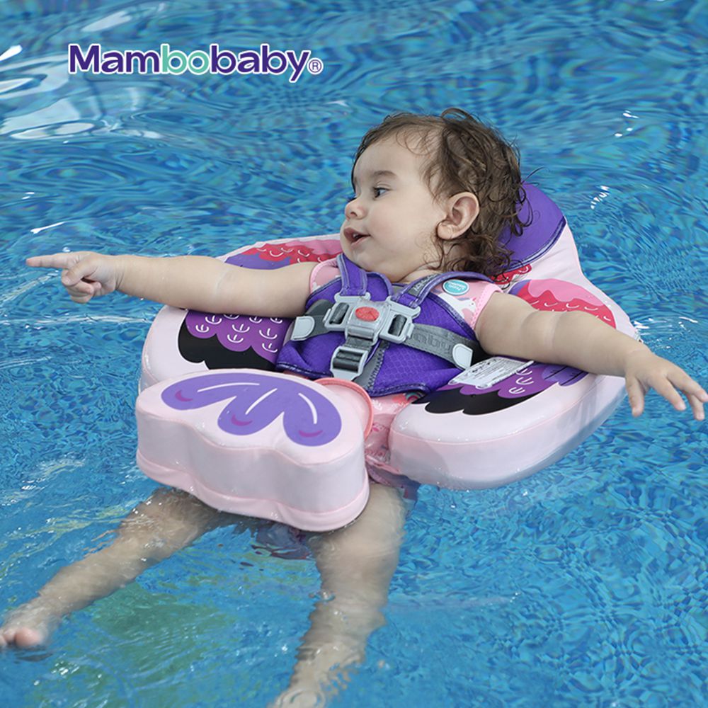 Mambobaby عوامة للأطفال طوافة بلاستيكية للسباحة مع سقف عوامة خصر للرضع غير قابلة للنفخ ملحقات حمام السباحة للشاطئ ألعاب مدرب السباحة