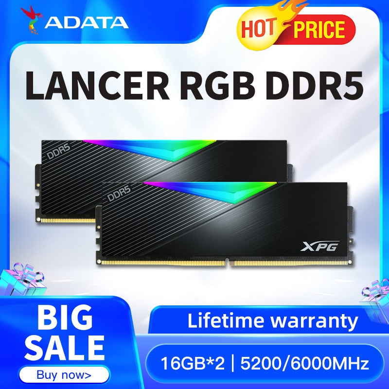 AData XPG LANCER RGB DDR5 16GBX2 5200MHZ 5600MHZ C36 6000MHZ ذاكرة ميموريال xpg ram ddr5 حاسوب شخصي مكتبي 6000MT/s جديد память