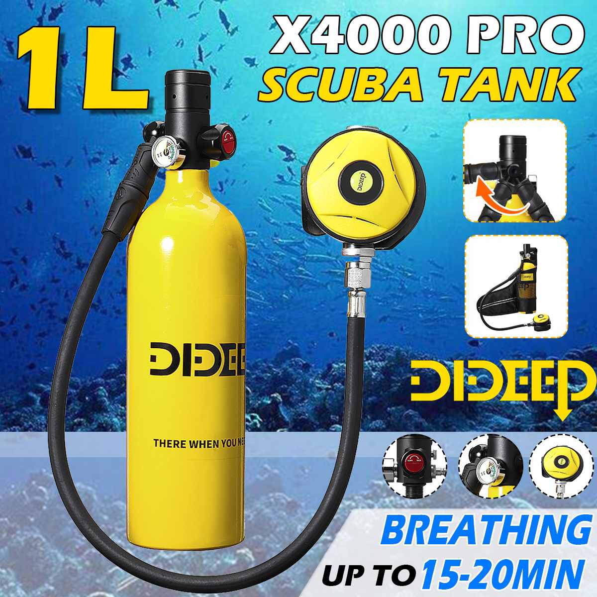 DIDEEP X4000Pro 1L معدات الغوص اسطوانة الأكسجين المهنية Buceo معدات غطس مجموعة غوص مضخة مياه مجموعة الغوص