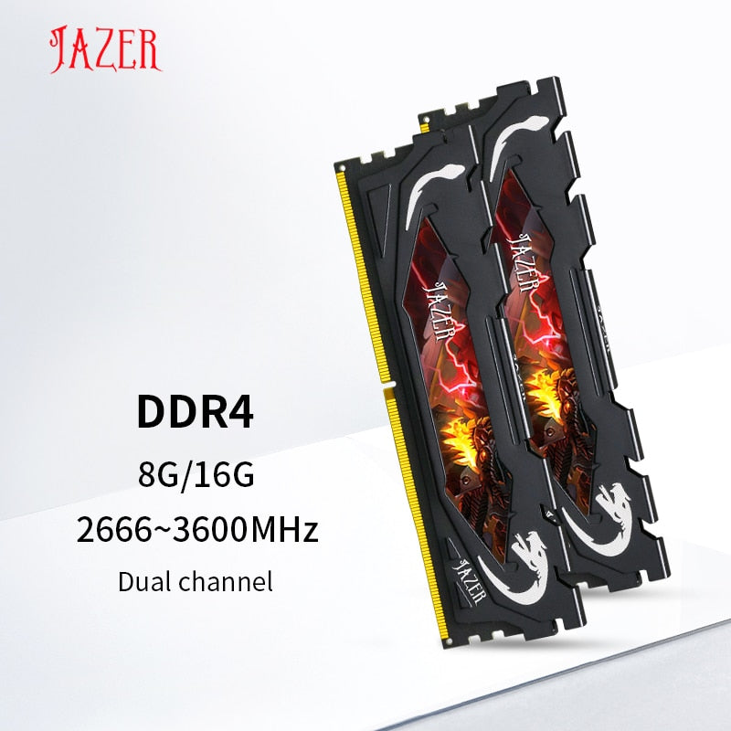 JAZER ميموريا Ram DDR4 8gb 2666MHz 16gb 3200MHz 3600MHz ذاكرة عشوائيّة للحاسوب المكتبي ذاكرة الوصول العشوائي للكمبيوتر مع غرفة التبريد