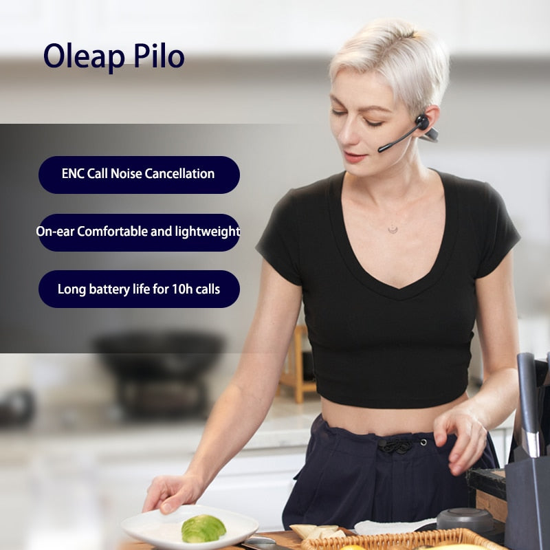 Oleap Pilot Sound P200b Open Bluetooth Headset not in the Ear Business Commuting Running Sports Ear Hanging Wireless Headset ENC