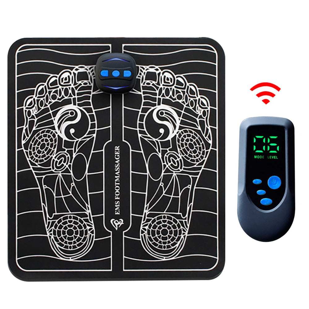 سجادة قدم EMS مع جهاز تحكم كهربائي لتحفيز العضلات وتدليك القدم واسترخاء الساقين وتعزيز الدورة الدموية وتخفيف الألم