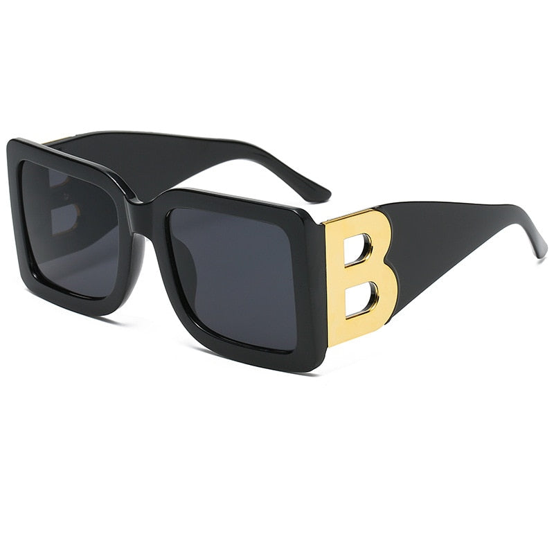 Imwete المتضخم مربع النظارات الشمسية النساء الرجعية الأسود التدرج نظارات شمسية للرجال إطار كبير مكبرة UV400 ظلال النظارات