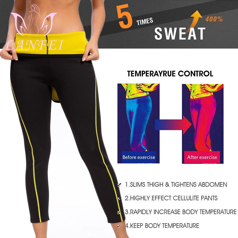 LANFEI Women Neoprene Legging Shaper Waist Trainer High Waist Pants Slimming Sauna Sweat Fat Burning Gym Hot Thermo Fitness Pant