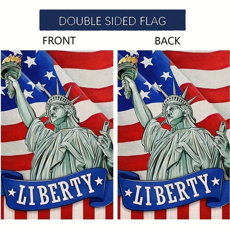 1pc Artofy Statue of Liberty Small Decorative Garden Flag, Stars Stripes America USA Memorial Day Yard Outside