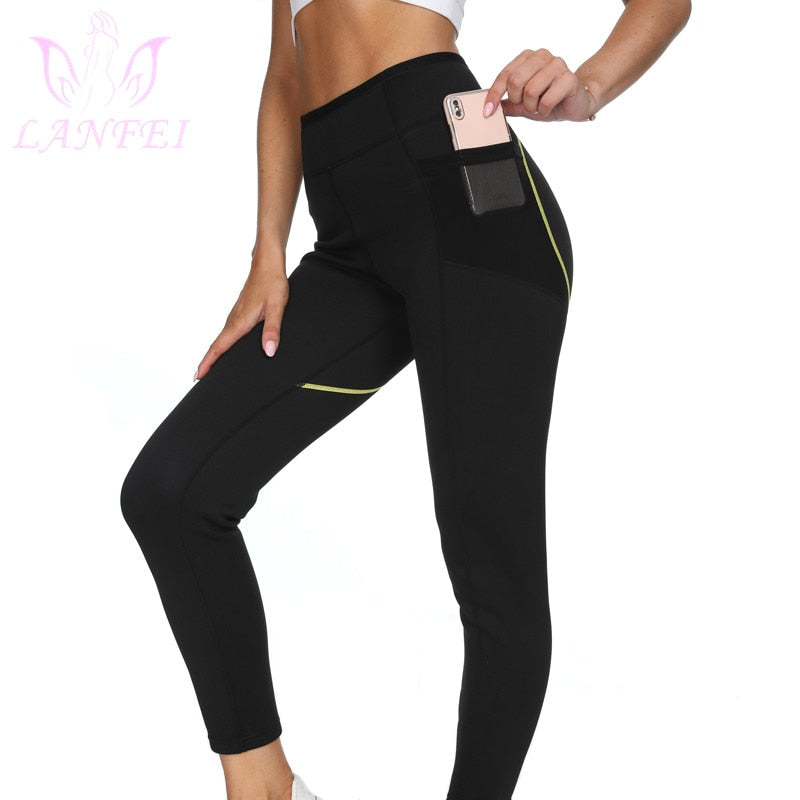 LANFEI Women Neoprene Legging Shaper Waist Trainer High Waist Pants Slimming Sauna Sweat Fat Burning Gym Hot Thermo Fitness Pant