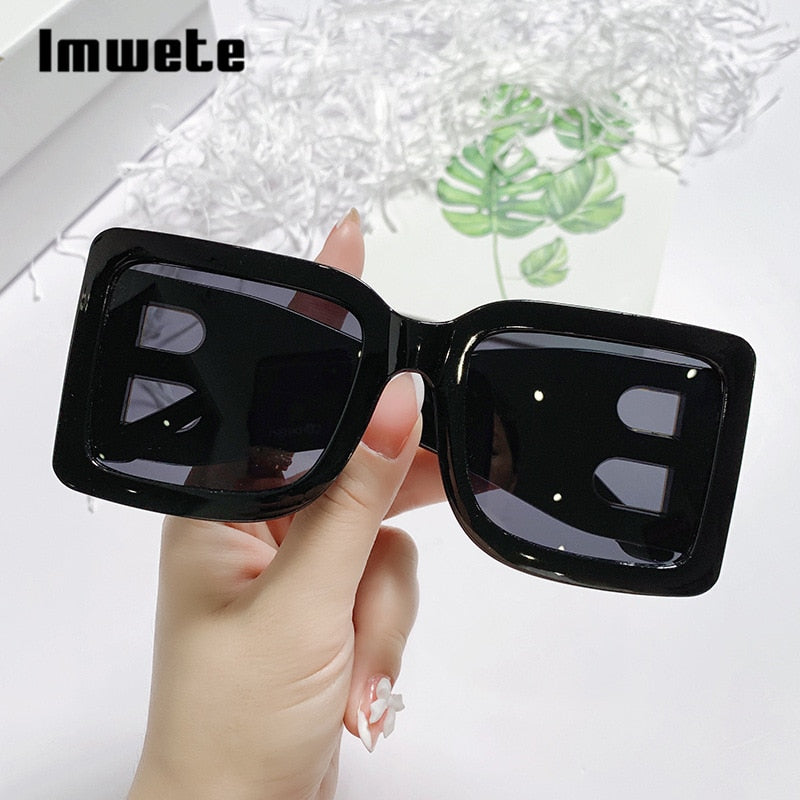 Imwete Oversized Square Sunglasses Women Retro Black Gradient Sun Glasses for Men Big Frame Sunglass UV400 Eyeglasse Shades