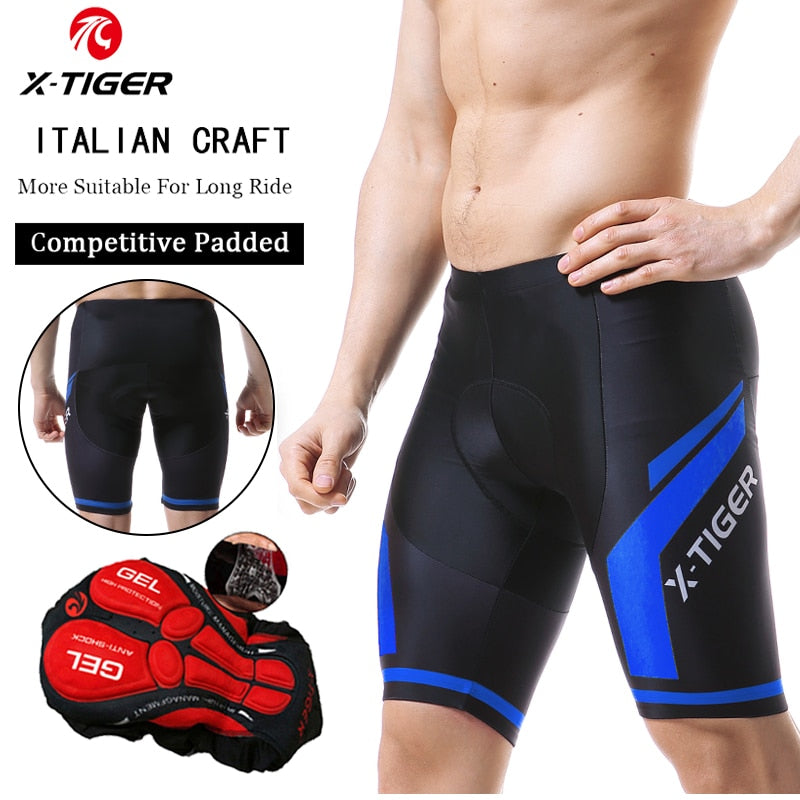 X-TIGER Men&#39;s Cycling Shorts Coolmax 5D Padded Bicycles Riding Pants Shockproof MTB Bike Shorts Biking Cycle Wear Tights