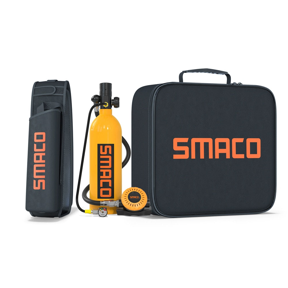 SMACO S400Pro Mini Scuba Diving Tank/Equipment Set Mini Oxygen Cylinder Respirator Air Tank Hand Pump 1L Oxygen Cylinder Diving