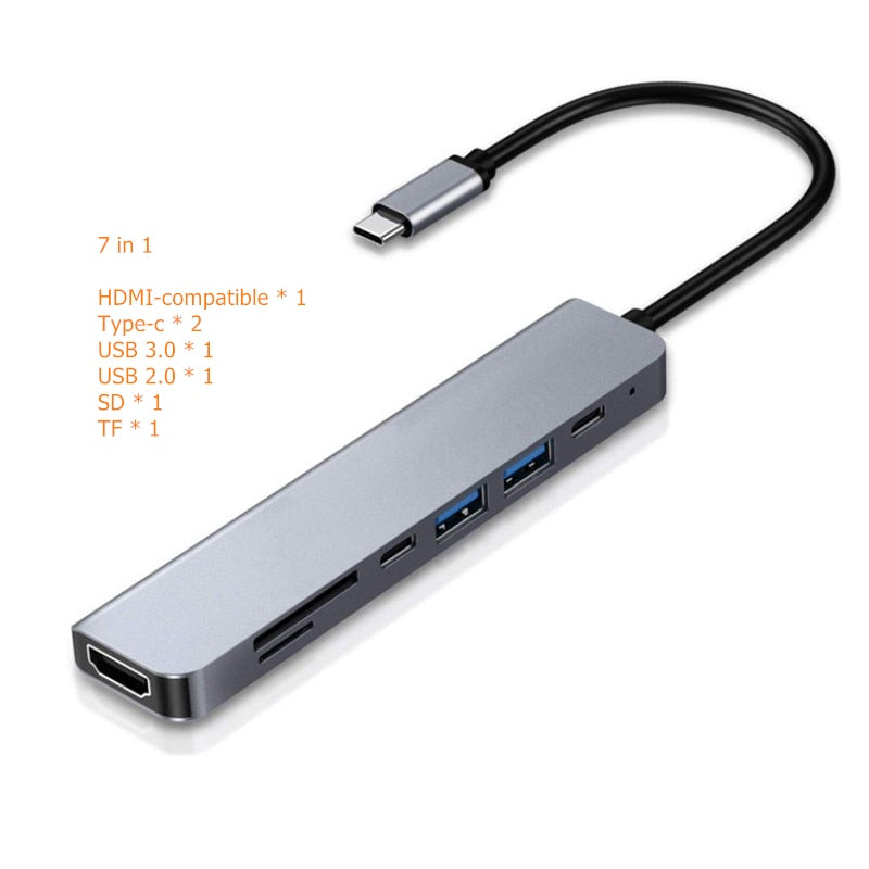 Rankman Type C Hub to 4K HDTV USB-C 3.0 2.0 Charging Power